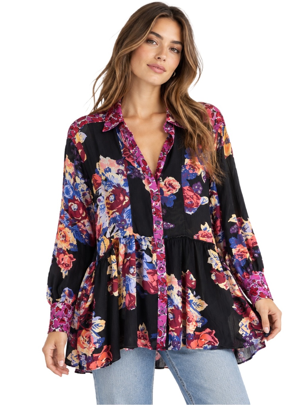Free People Brunch A Bunch Floral Tunic | Size Medium